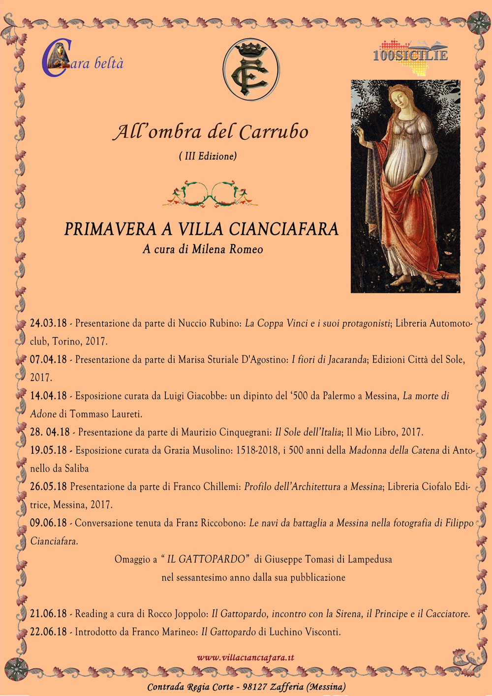 All'Ombra del Carrubo III^ Edizione - Marzo - Giugno 2018